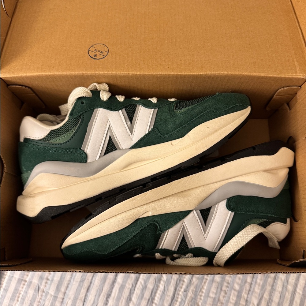 New Balance 57/40 Forest Green and Cream Sneakers